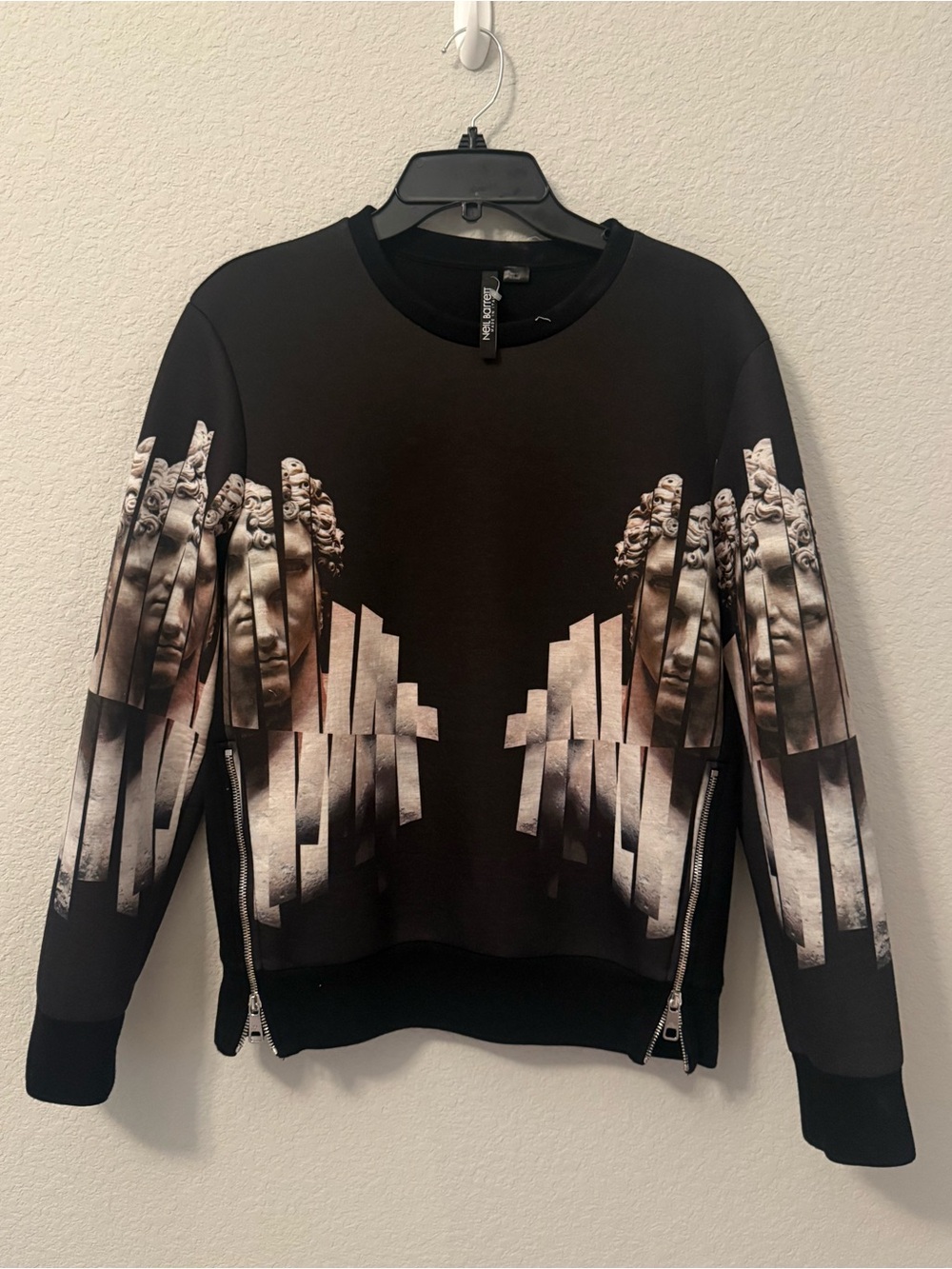 Neil Barrett Statue Print Zip Detail Sweatshirt
